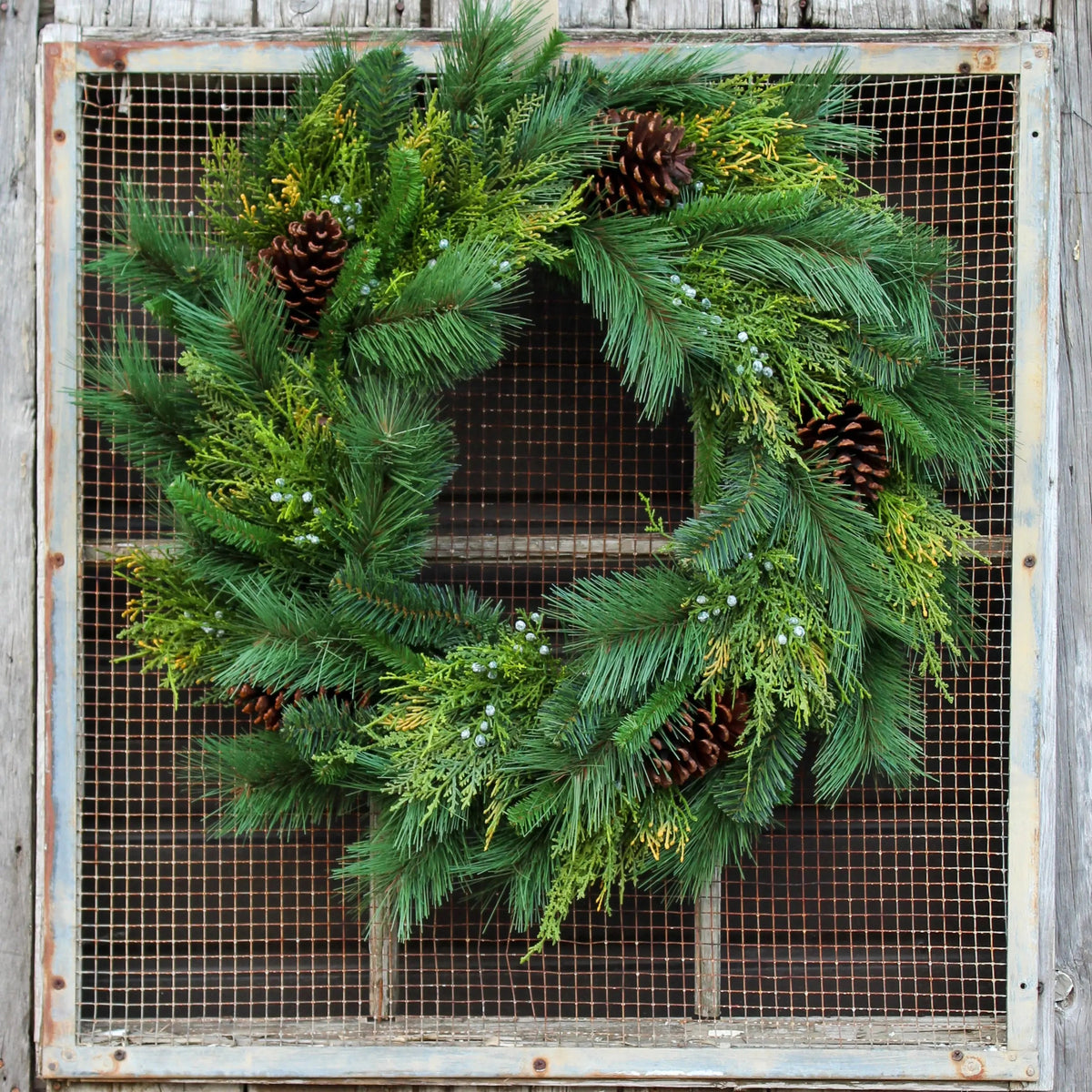 Yulemere Classic Greens and Pinecone Christmas Wreath detail view 6