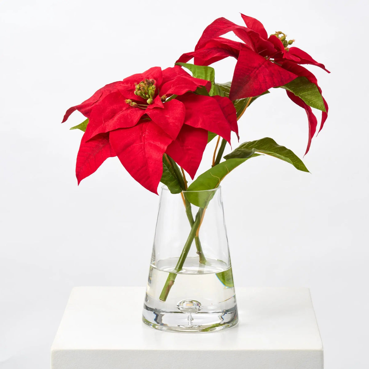 Yulemere red velvet poinsettia holiday centerpiece overall view