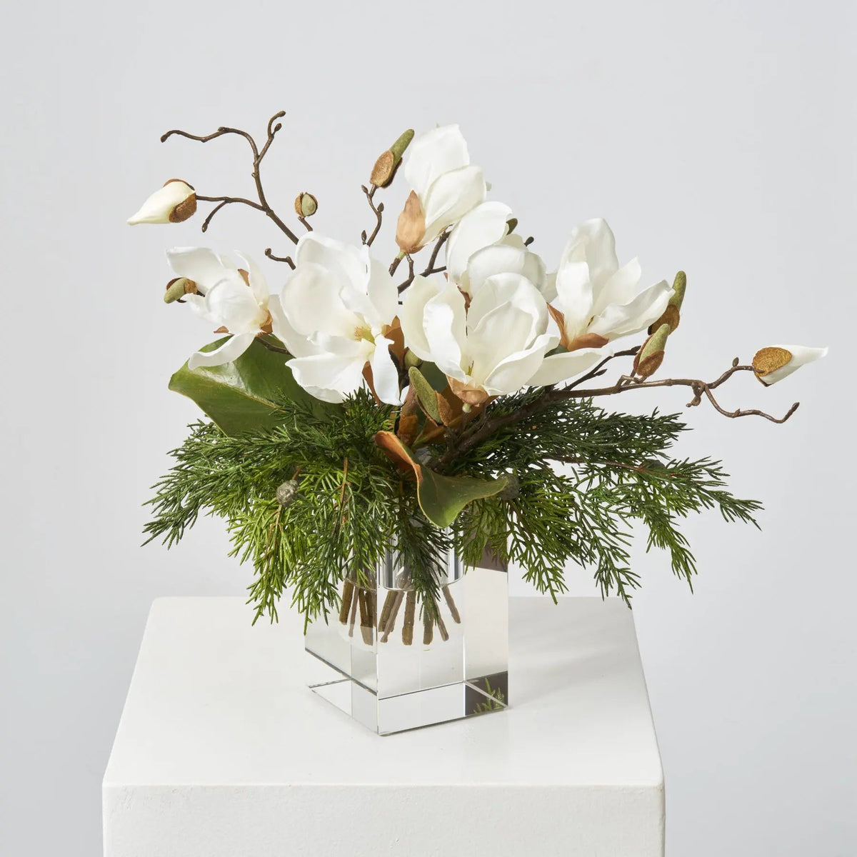 Yulemere Lifelike Cedar Magnolia Leaf Bloom Branch Stem detail view 3