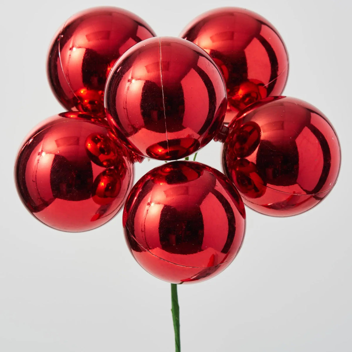 Yulemere Shiny Red VP Ball Ornament Pick 9 Inch overall view