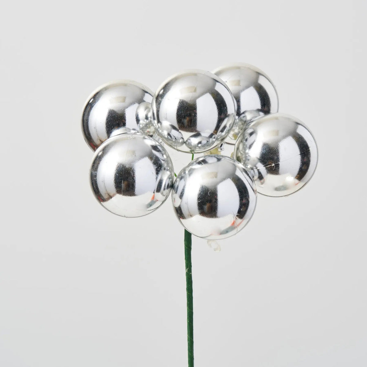 Yulemere Shiny Silver VP Ball Ornament Pick 8 Inch overall view