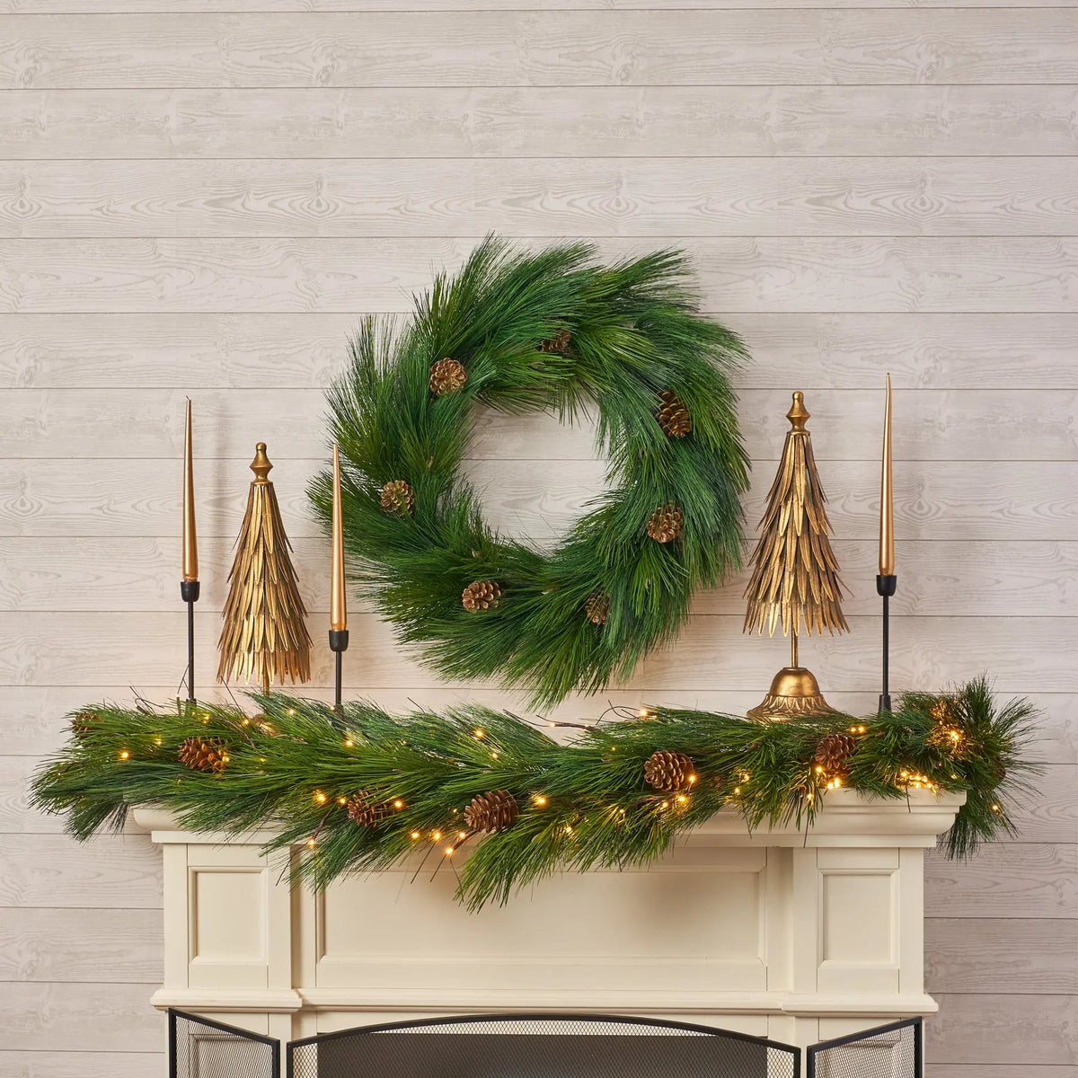 Yulemere Deluxe Long Needle Pine and Pinecone Thick Christmas Garland detail view 2
