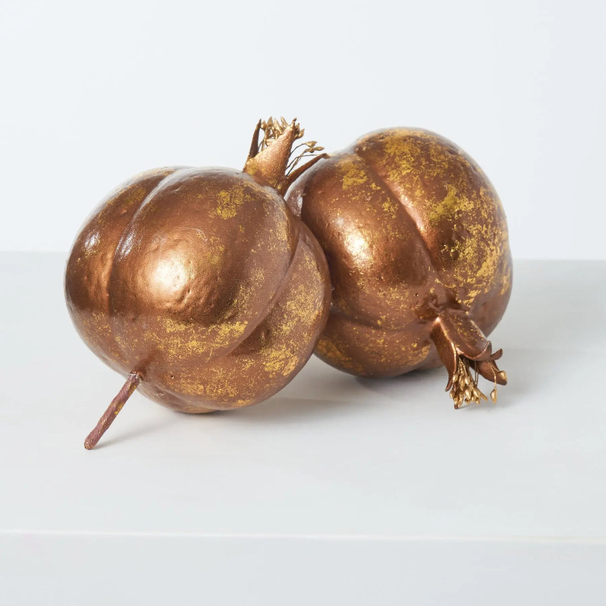 Yulemere Gilded Bronze Pomegranate Decorative Fruit Glam Holiday Bow overall view