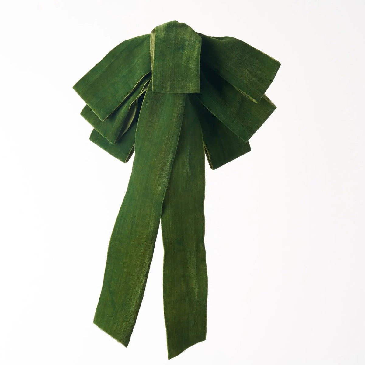 Yulemere Classic Christmas Green Velvet Lux Hand Tied Drape Holiday Bow overall view