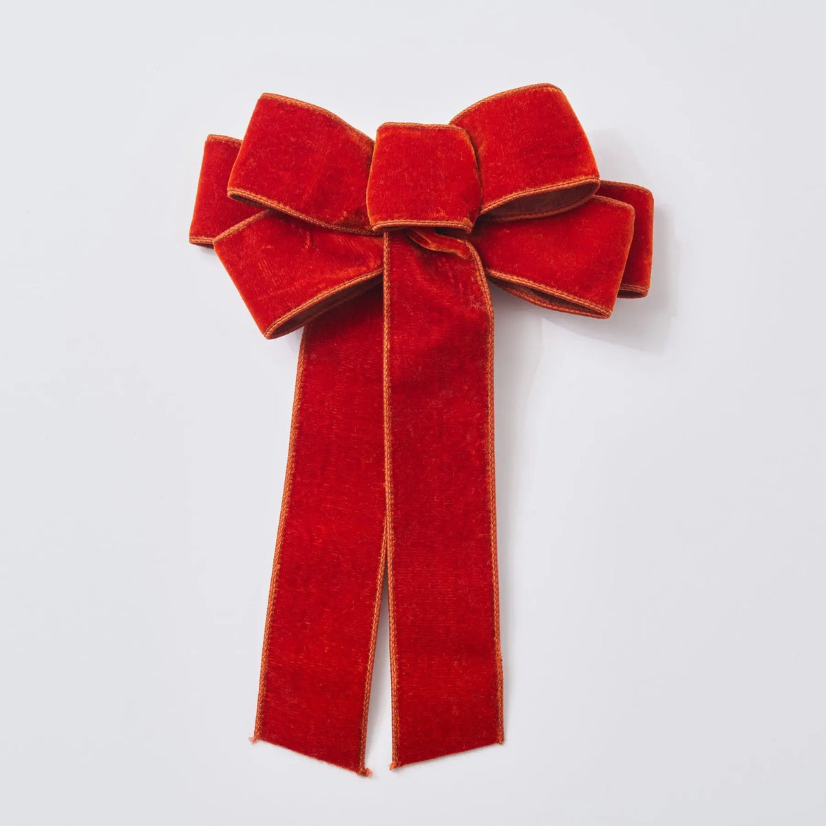 Yulemere Bittersweet Burnt Orange Wire Lined Hand Tied Holiday Bow overall view