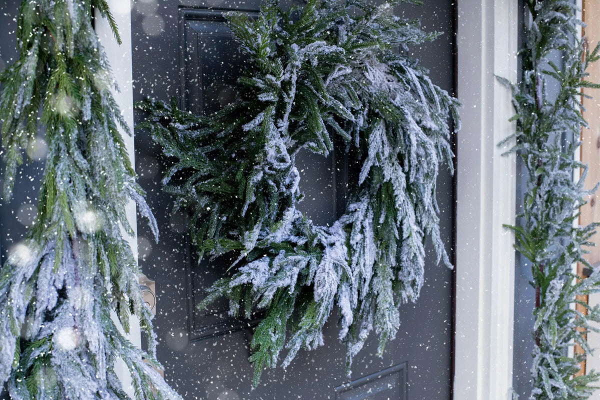 Yulemere Real Touch Snow Flocked Christmas Garland overall view