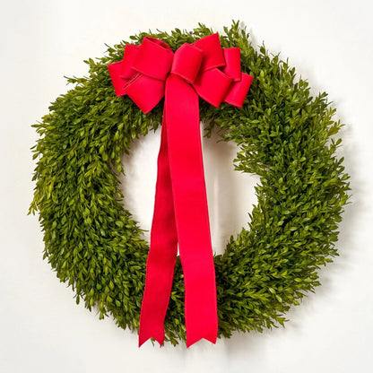 Yulemere Realistic English Boxwood Leaf Christmas Wreath 24 Inch detail view 5