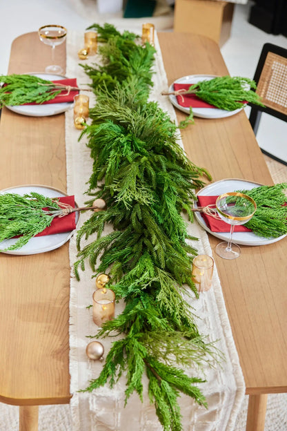 Yulemere Real Touch Winter Greenery with Cypress Norfolk Christmas Swag detail view 4