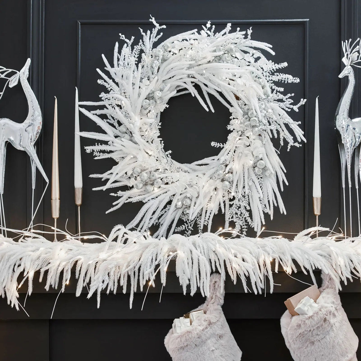 Yulemere Real Touch White Norfolk Christmas Garland detail view 4