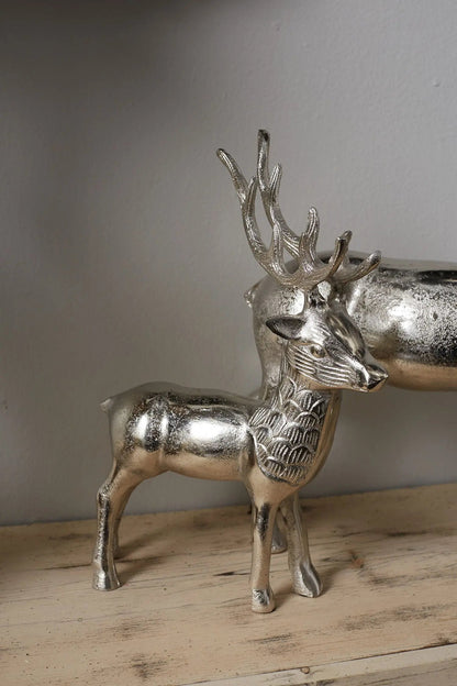 Yulemere Silver Metal Comet Reindeer Sculpture Christmas Decor detail view 6