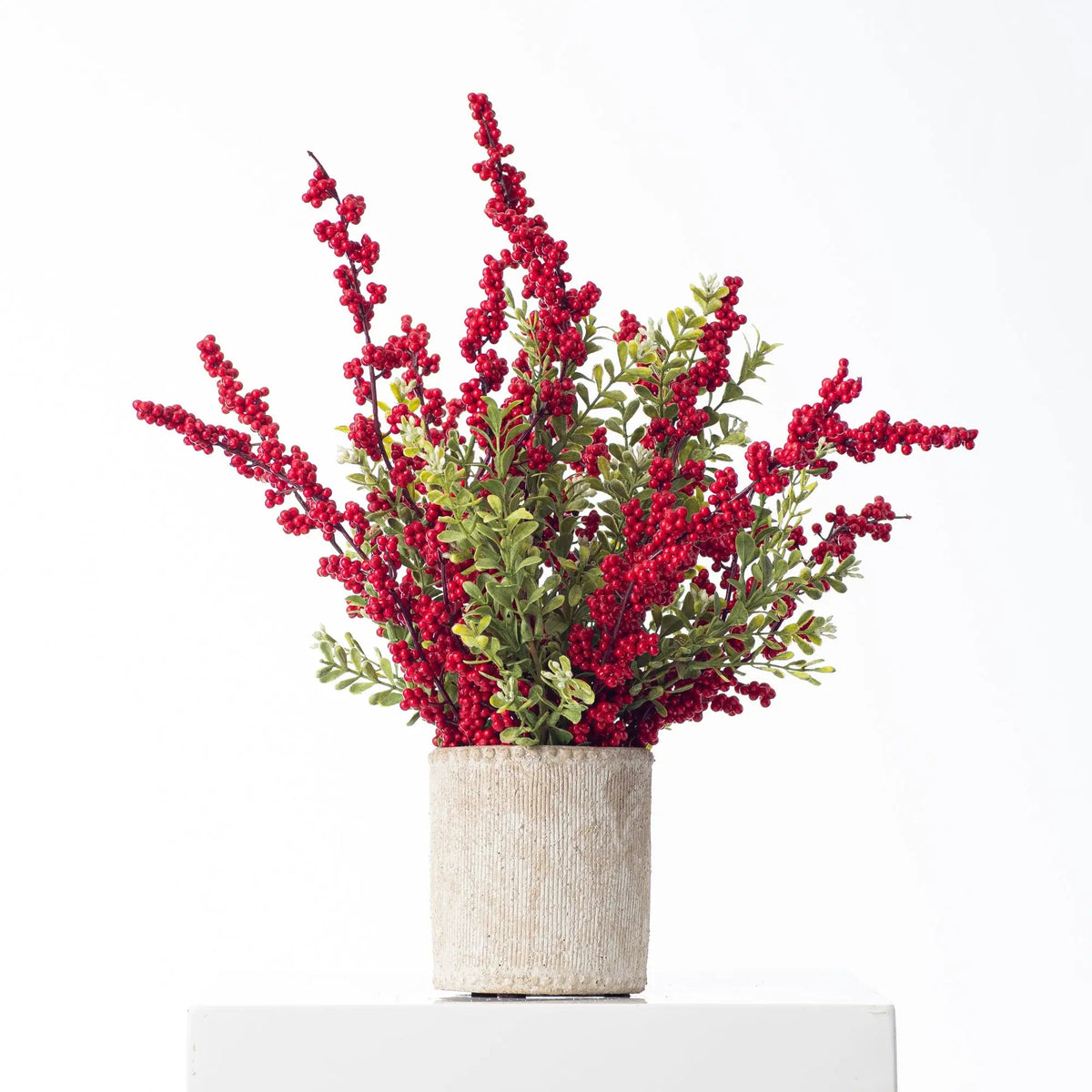 Yulemere Red Berries and Boxwood Christmas Arrangement detail view 2