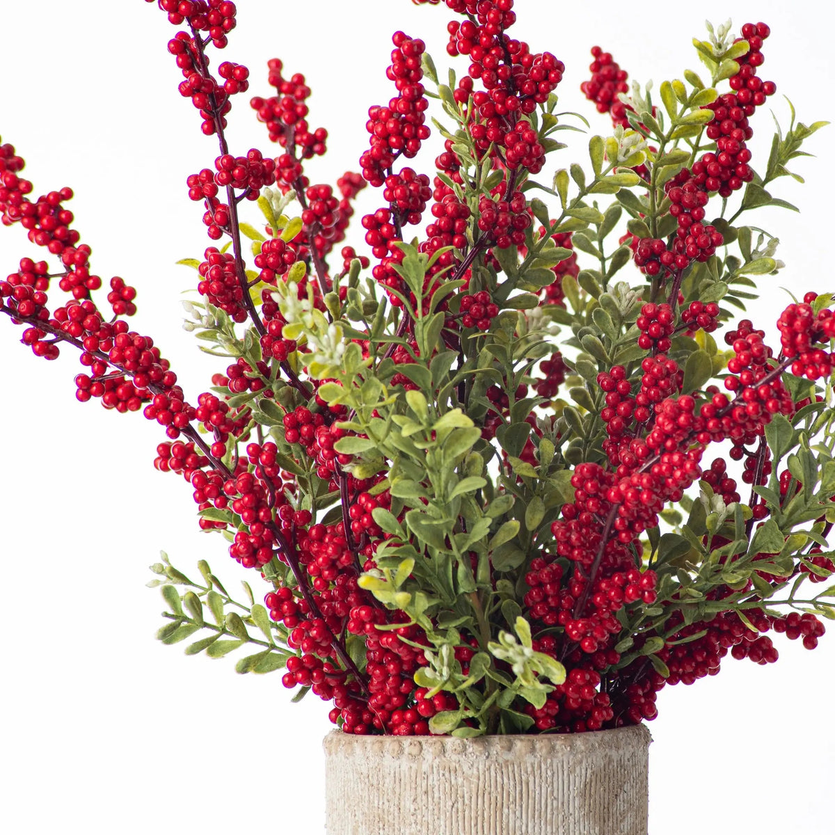 Yulemere Red Berries and Boxwood Christmas Arrangement overall view