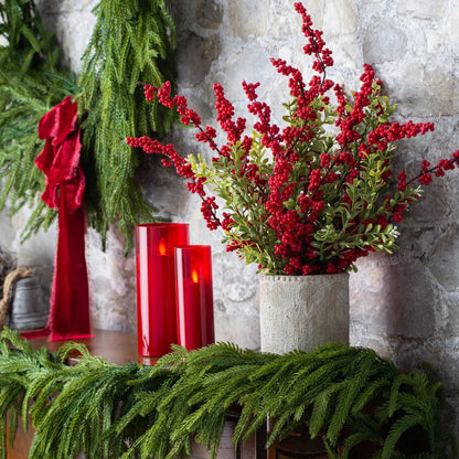 Yulemere Red Berries and Boxwood Christmas Arrangement detail view 3