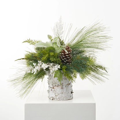 Yulemere Mixed Winter Greenery and Pinecone Rustic Holiday Centerpiece detail view 3