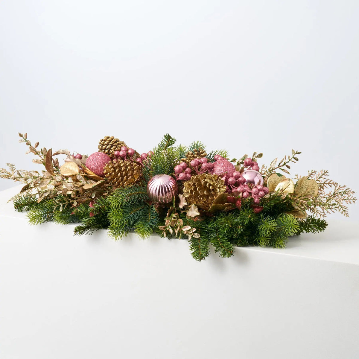 Yulemere Mixed Pine and Pink Ornament Ball Christmas Ornament overall view