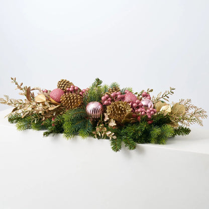Yulemere Mixed Pine and Pink Ornament Ball Christmas Ornament overall view