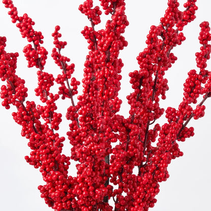 Yulemere Lifelike Red Ilex Berry Spray detail view 3