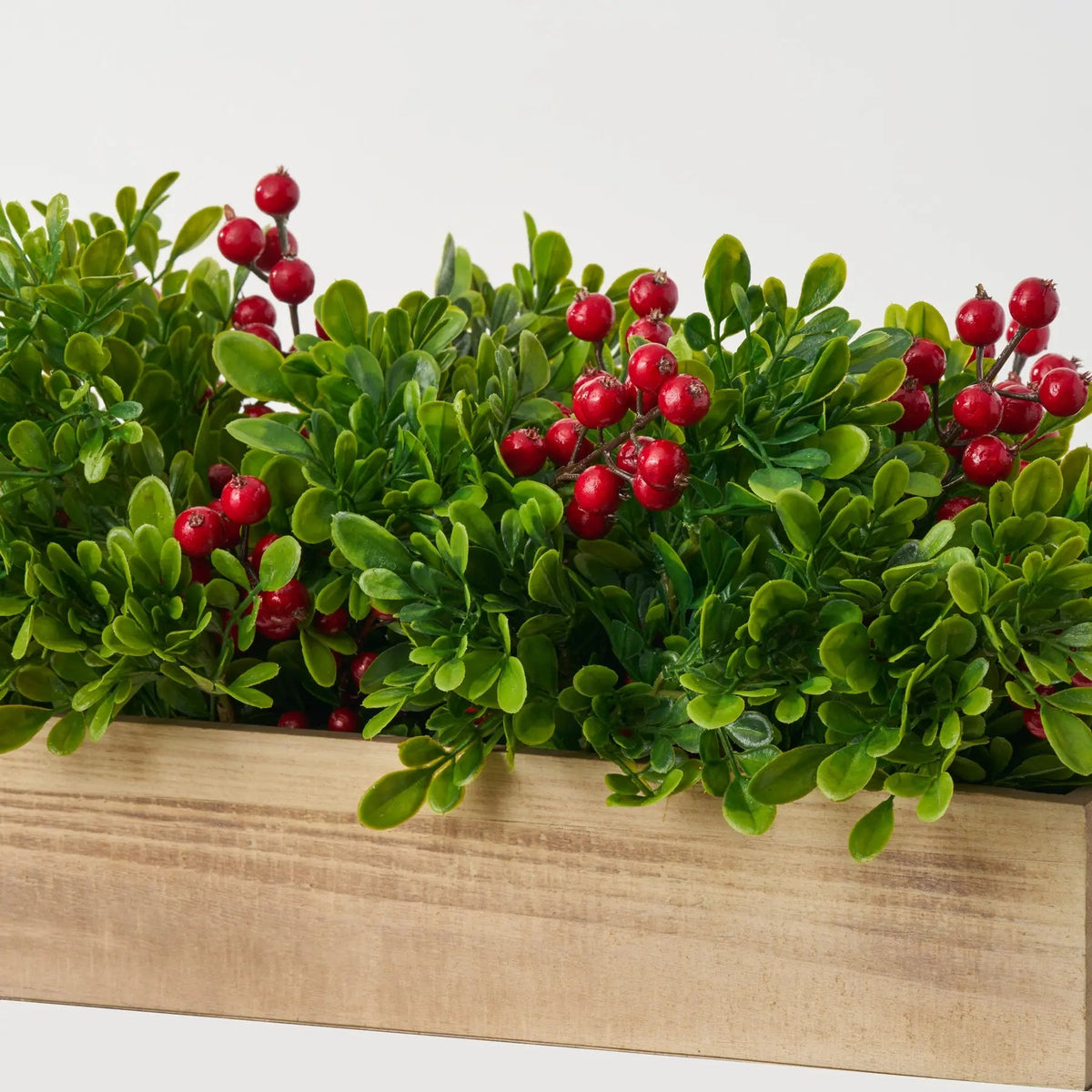 Yulemere Lifelike Boxwood with Red Winter Berry Holiday Centerpiece detail view 2