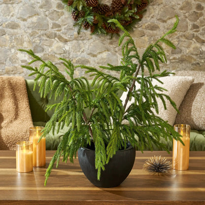 Yulemere Real Touch Norfolk Topiary Tree in Black detail view 3