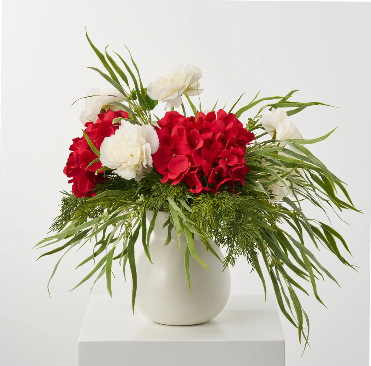 Yulemere Home for the S Red Hydrangea Mini White Holiday Centerpiece detail view 3