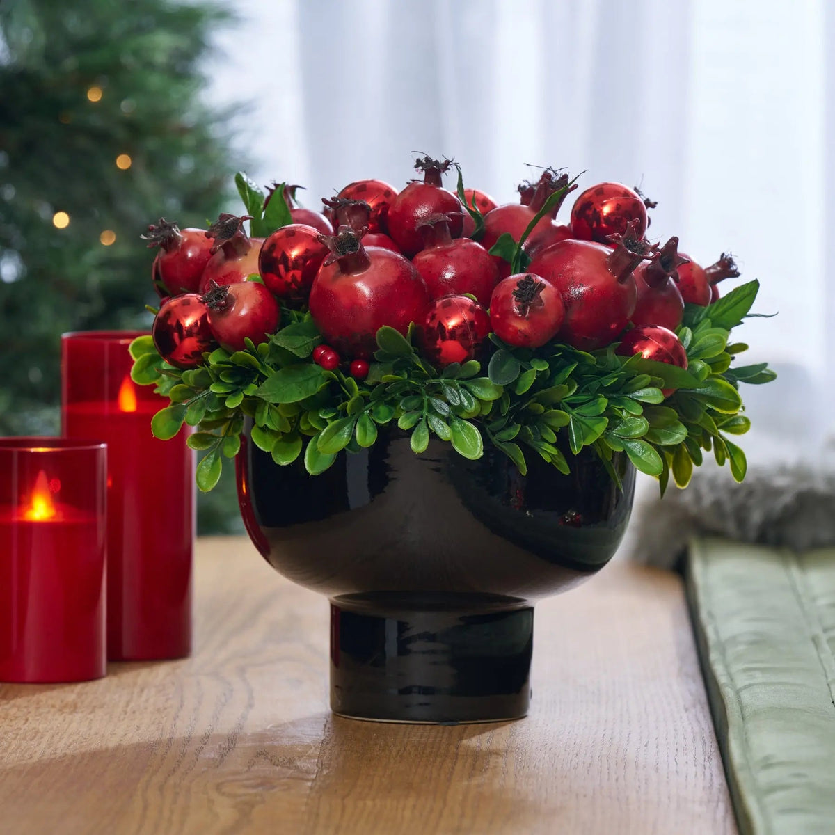 Yulemere Christmas Crown of Pomegranates and Red Ornament overall view