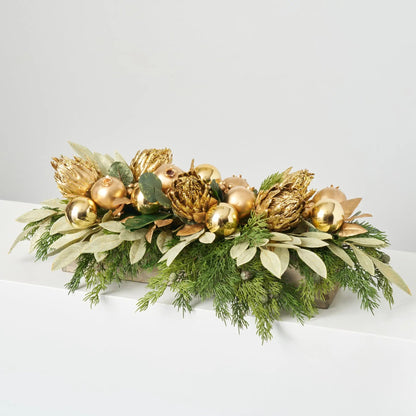 Yulemere All That Glitters Gold Sparkle King Protea Holiday Centerpiece detail view 2