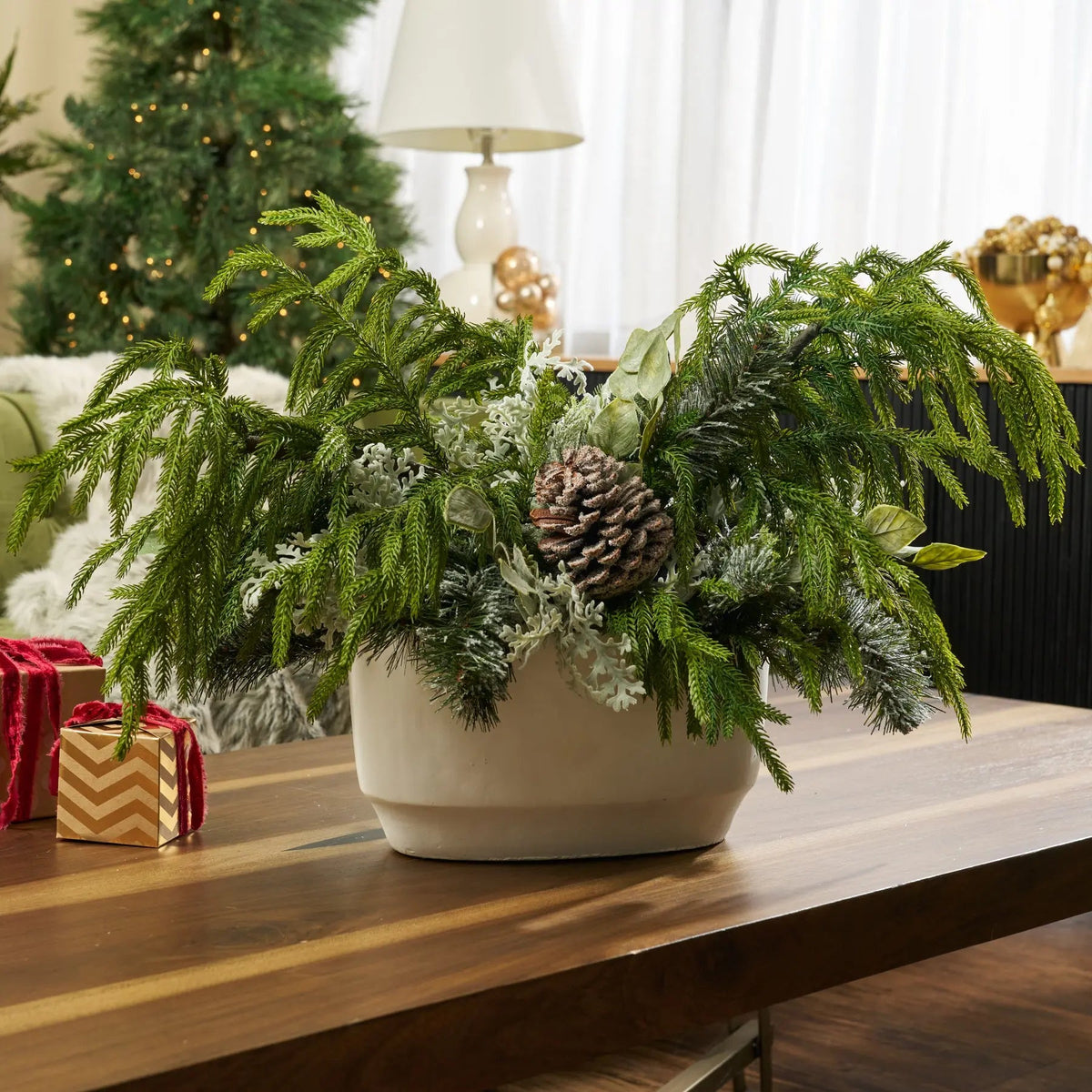 Yulemere Real Touch Snowy Norfolk Pine Branch overall view