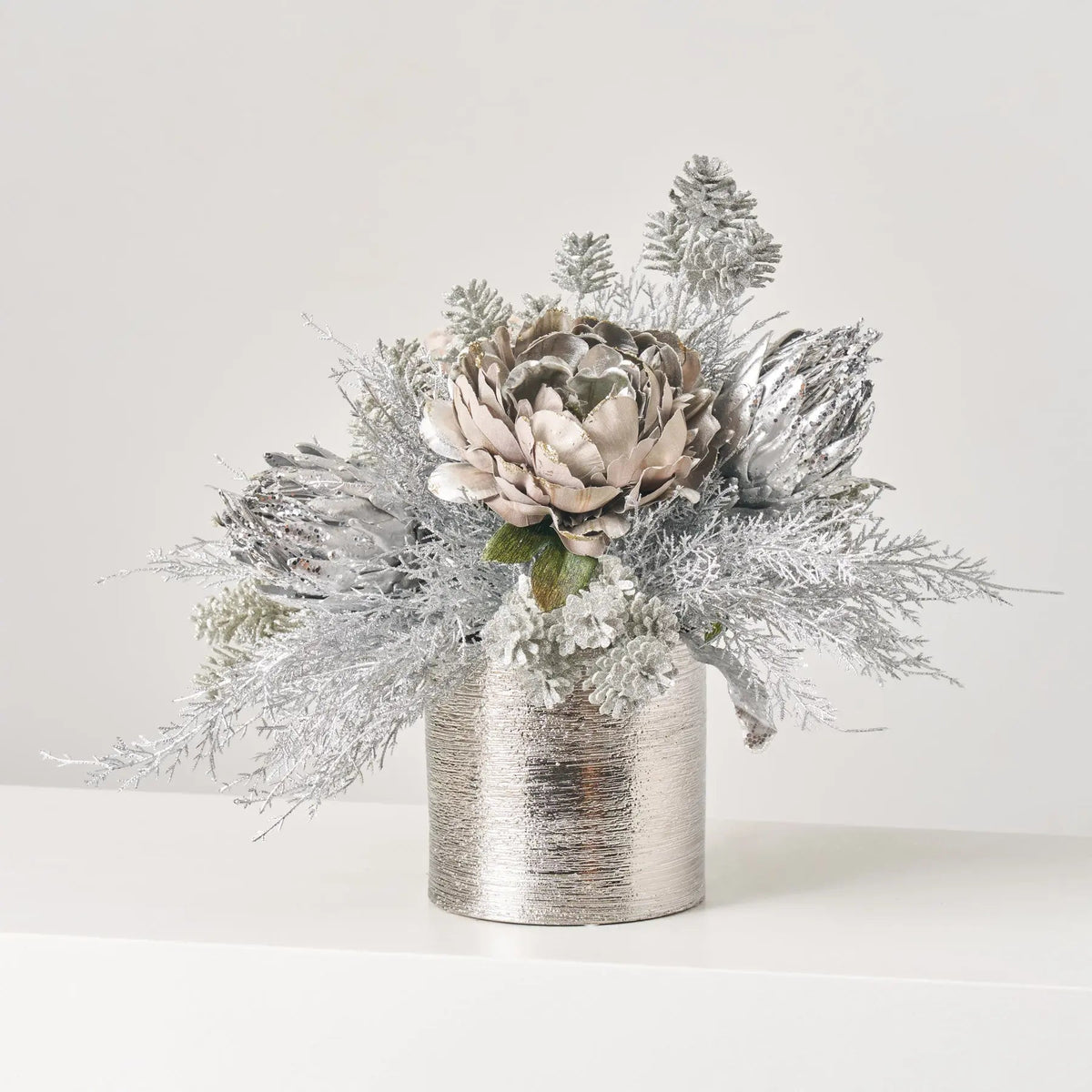 Yulemere Glitter Peony and Protea Holiday Centerpiece detail view 4