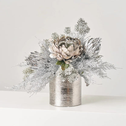 Yulemere Glitter Peony and Protea Holiday Centerpiece detail view 4