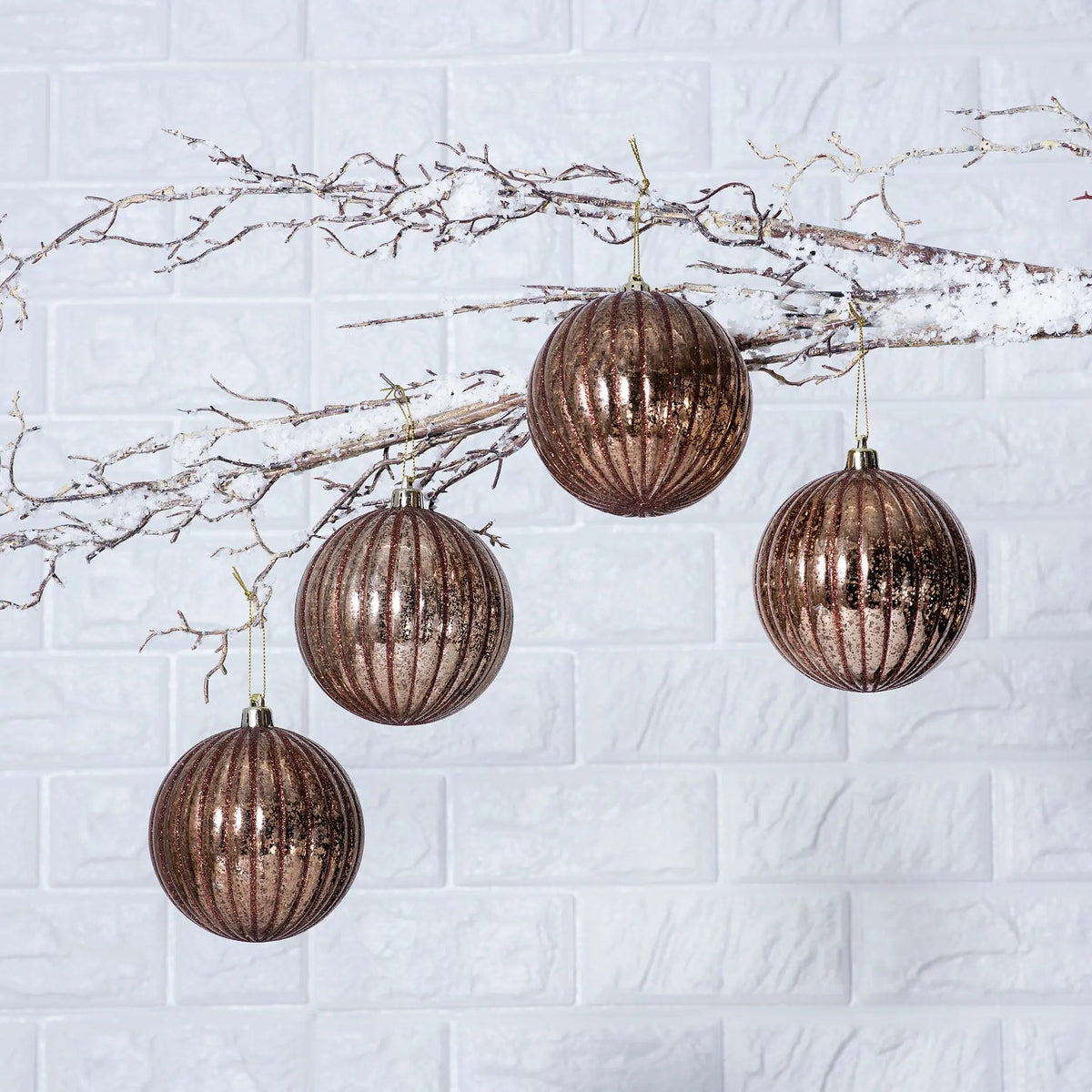 Yulemere Bronze Glitter Mercury Look Christmas Ball Christmas Ornament overall view