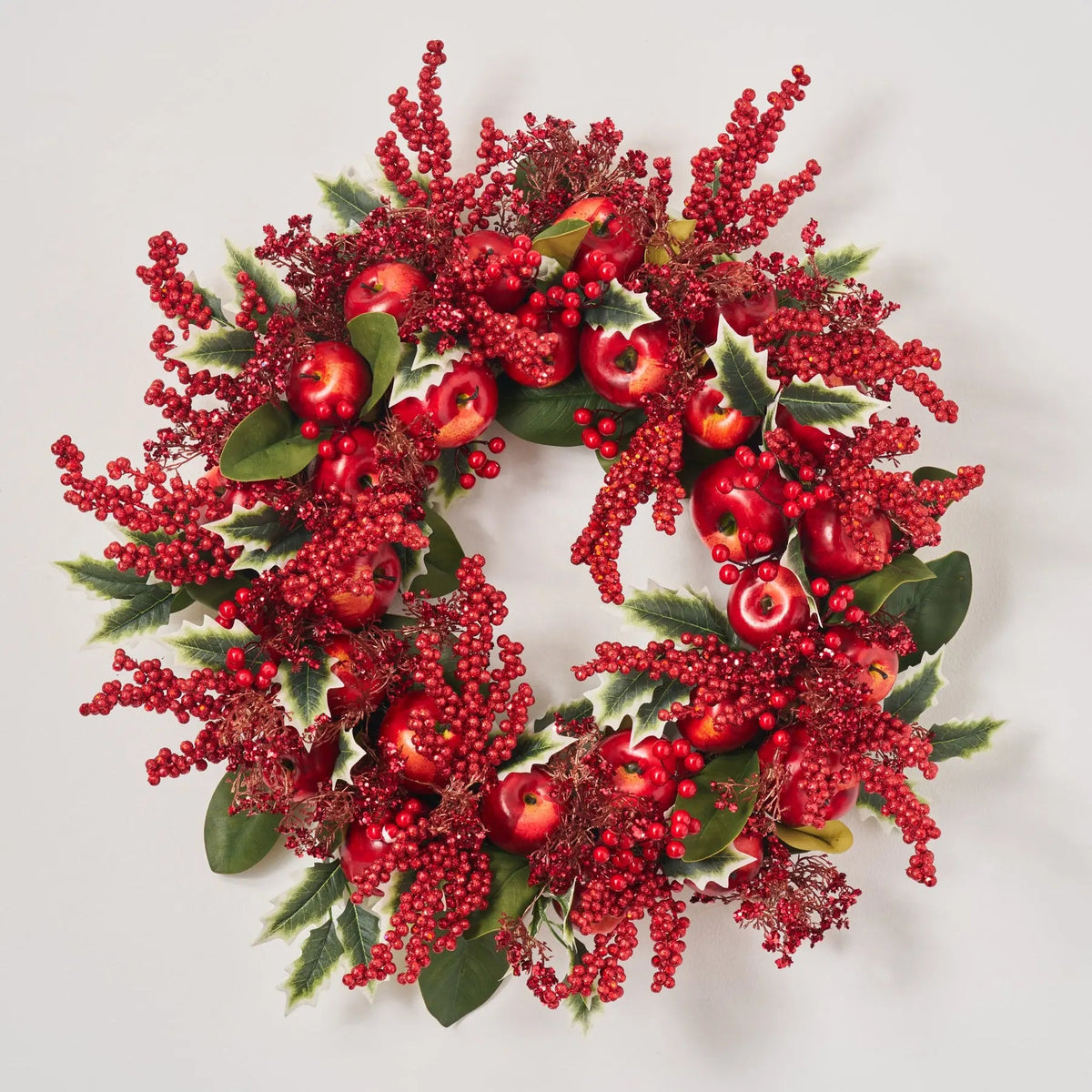 Yulemere Holly Jolly Apple Red Glitter Berry Apples Christmas Wreath detail view 3