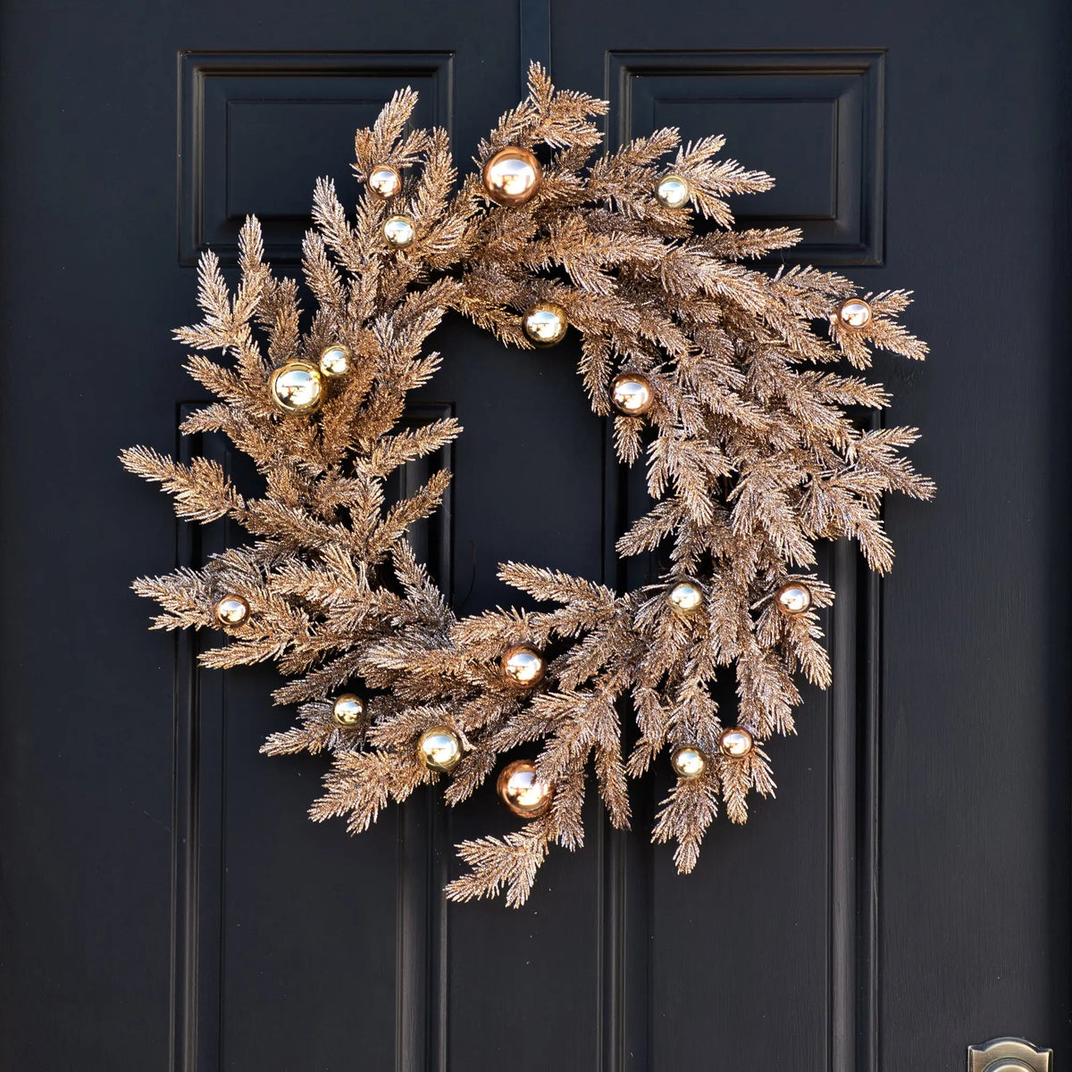 Yulemere Metallic Glitter Vintage Style Christmas Pine Wreath overall view