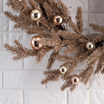 Yulemere Metallic Glitter Vintage Style Christmas Pine Wreath detail view 3