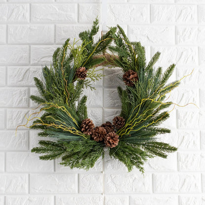 Yulemere Evergreen Forest Greens and Pine Cone Crest Christmas Wreath detail view 6