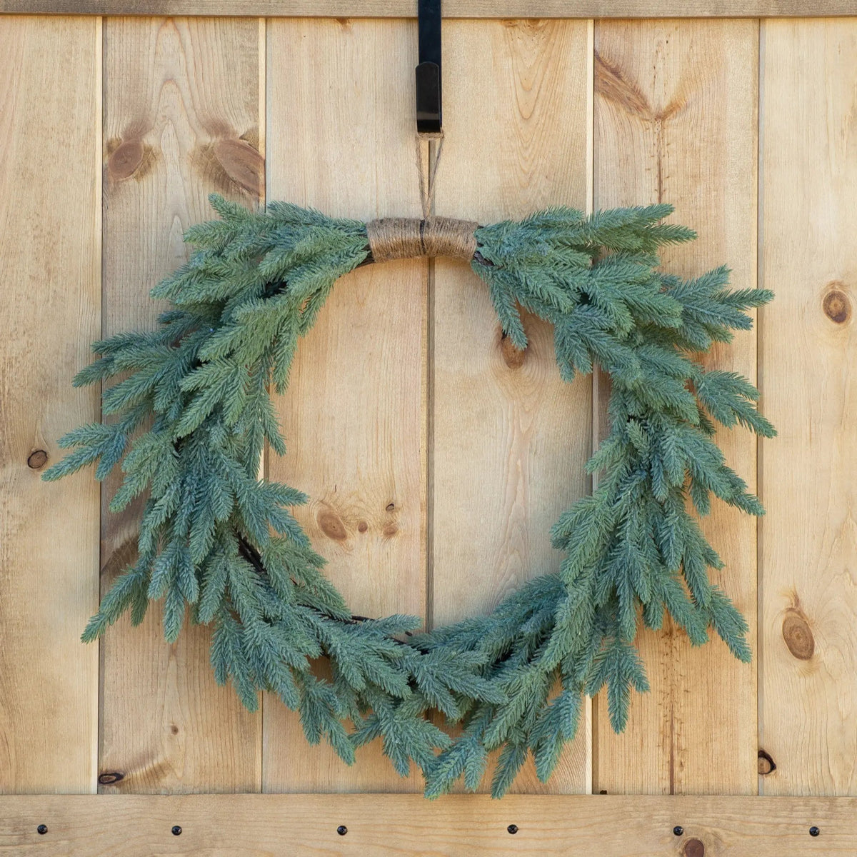 Yulemere Down Swept Winter Evergreen Douglass Fir Tree Christmas Wreath detail view 4
