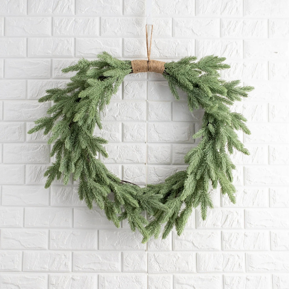 Yulemere Down Swept Winter Evergreen Douglass Fir Tree Christmas Wreath detail view 3