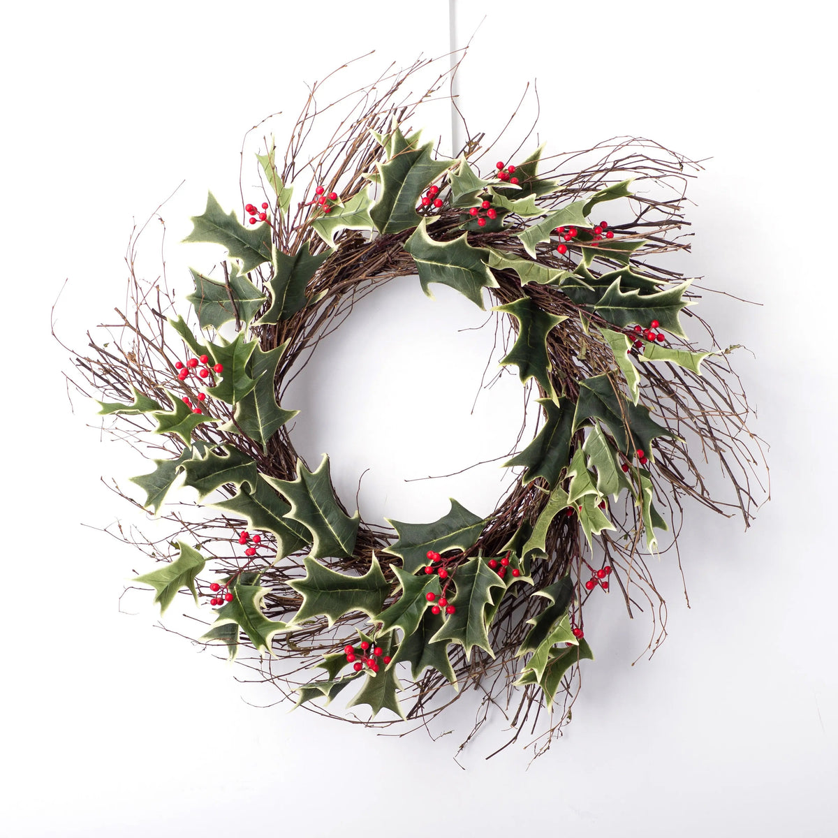 Yulemere Variegated Holly Berry Christmas Wreath overall view