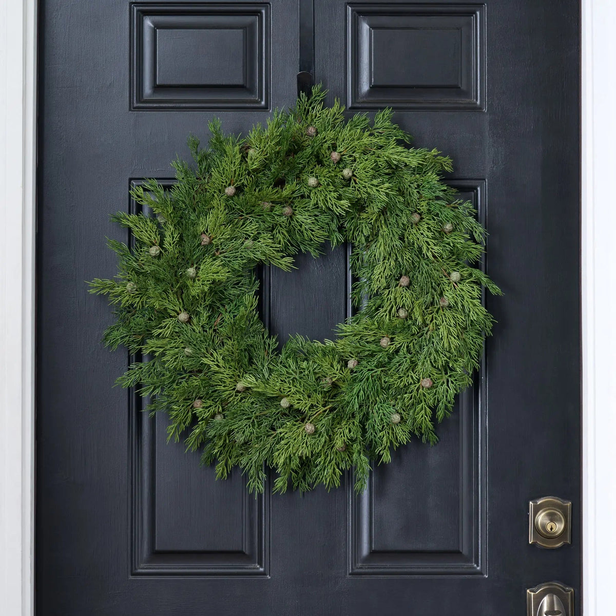Yulemere Real Touch Seeding Juniper Berry Large Front Door Wreath detail view 4