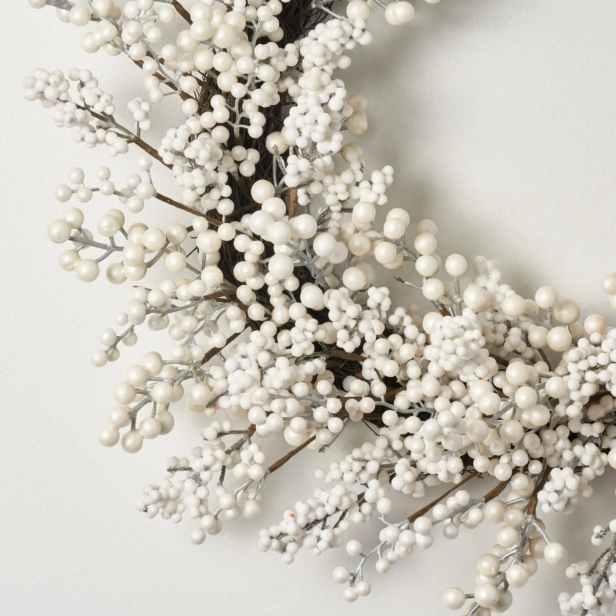 Yulemere Waterproof Winter White Pearl Berry Christmas Wreath detail view 3