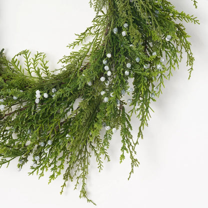 Yulemere Seeding Winter Juniper Berry Greenery Classic Christmas Wreath overall view