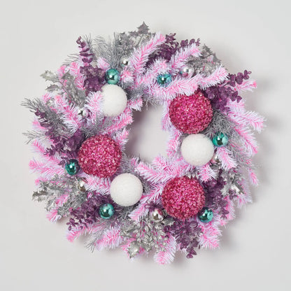 Yulemere The Dream House Glittered Metallic Pine Wreath detail view 3
