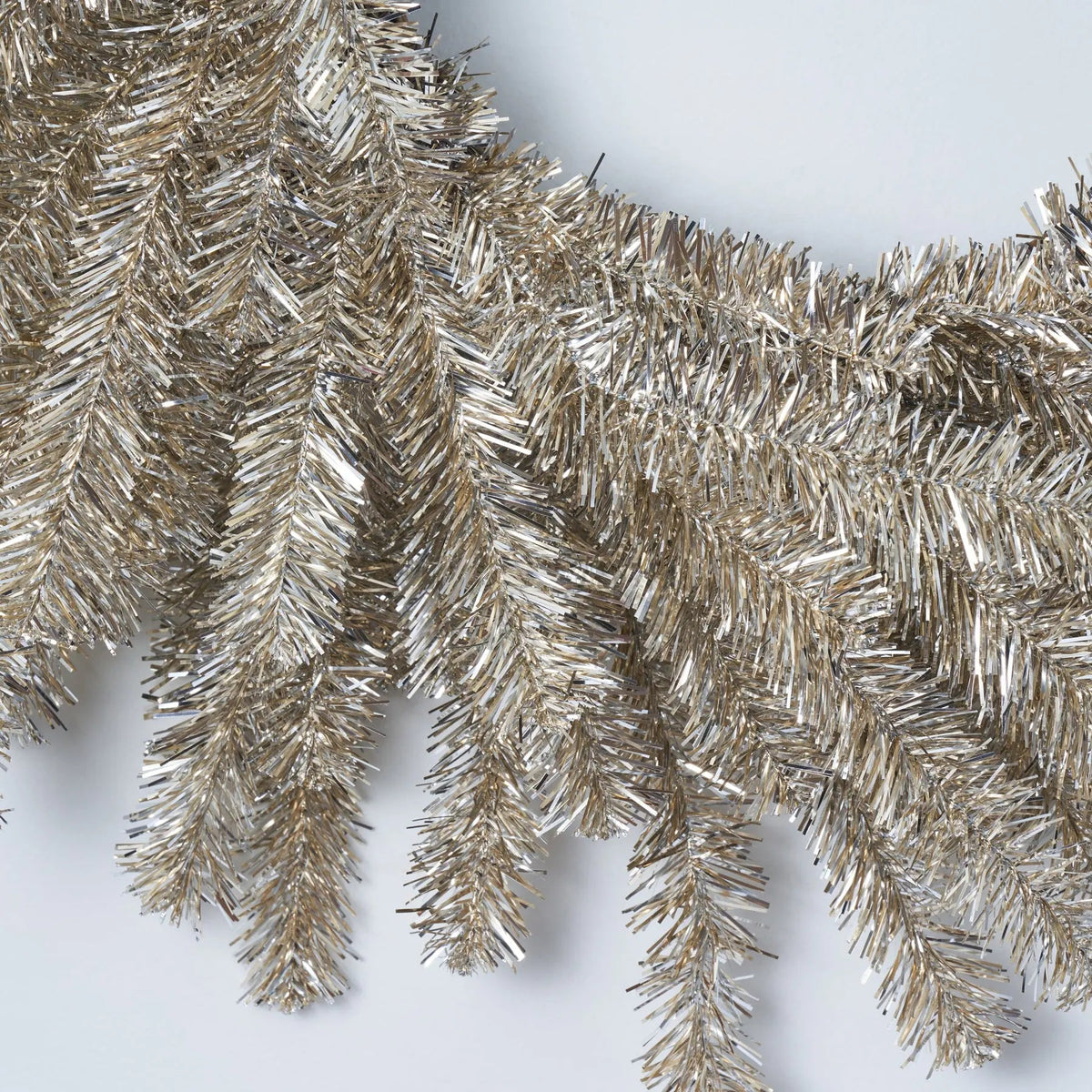 Yulemere Silver and Gold Metallic Soft Touch Tinsel Wreath detail view 3
