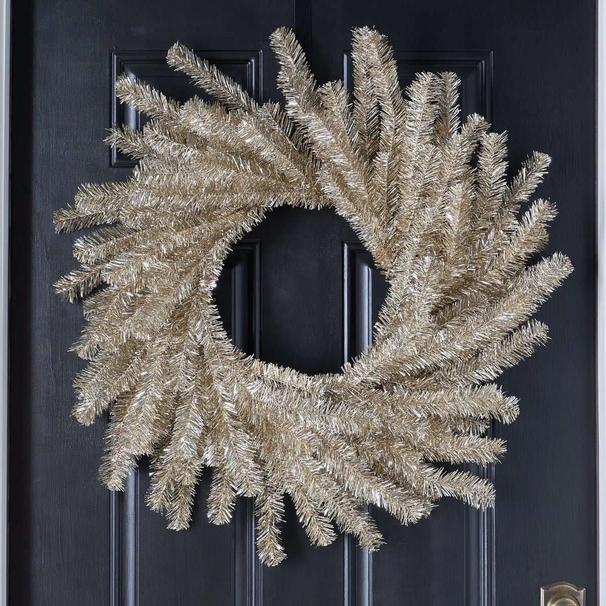 Yulemere Silver and Gold Metallic Soft Touch Tinsel Wreath overall view