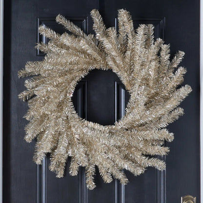 Yulemere Silver and Gold Metallic Soft Touch Tinsel Wreath overall view