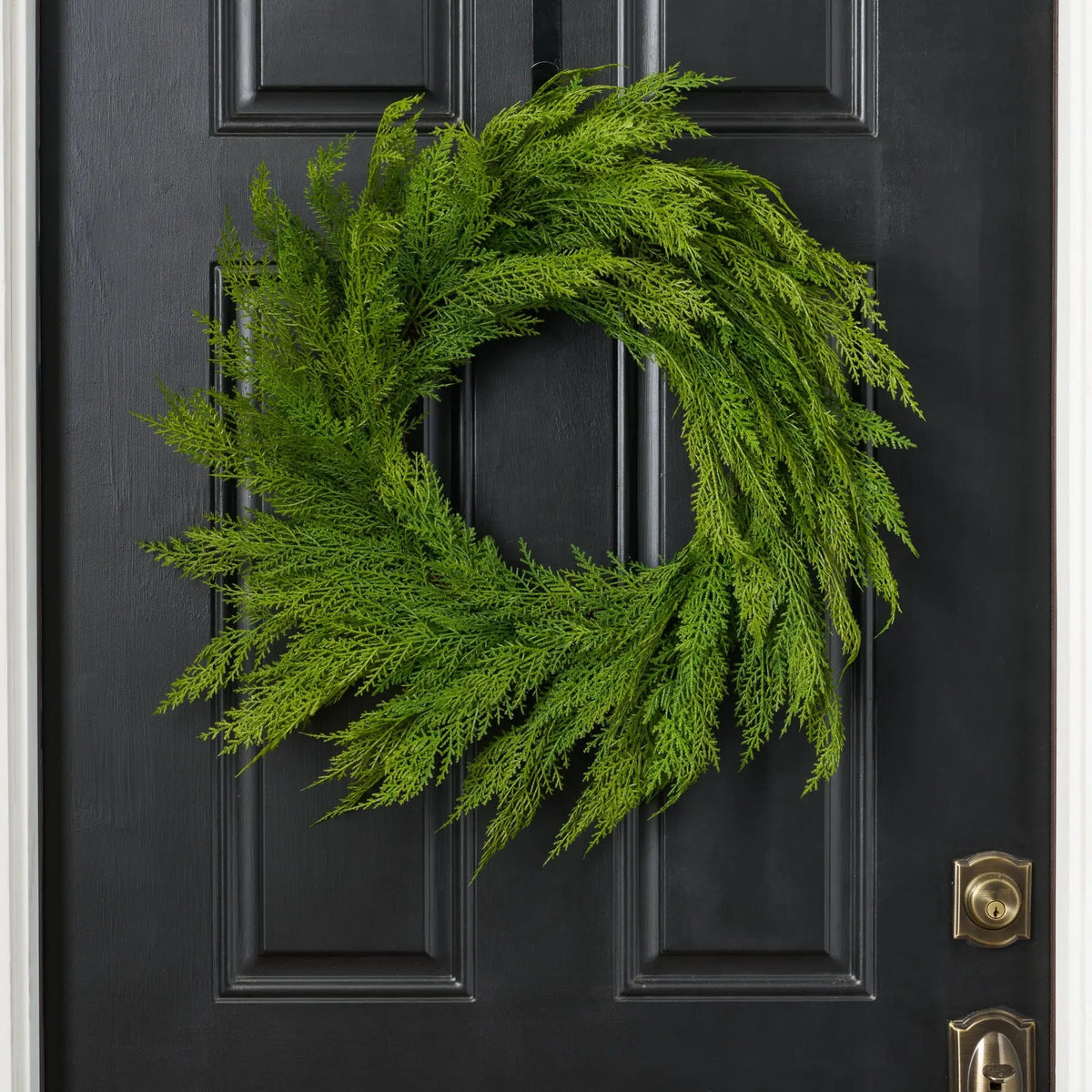 Yulemere Soft Touch Cedar Winter Greenery Christmas Wreath 24 Inch detail view 3