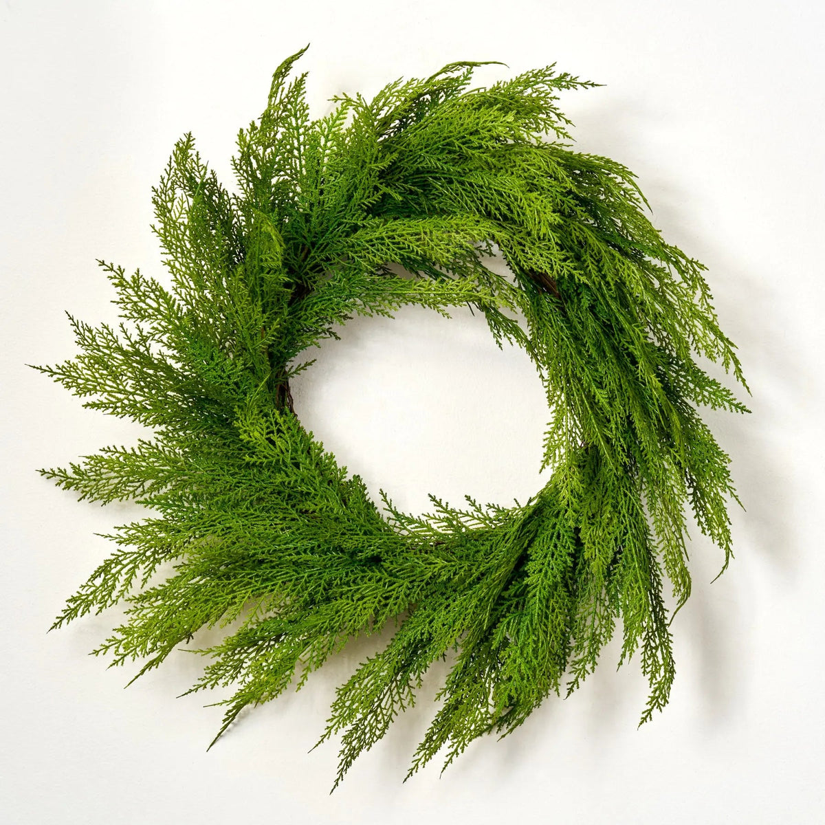 Yulemere Soft Touch Cedar Winter Greenery Christmas Wreath 24 Inch overall view