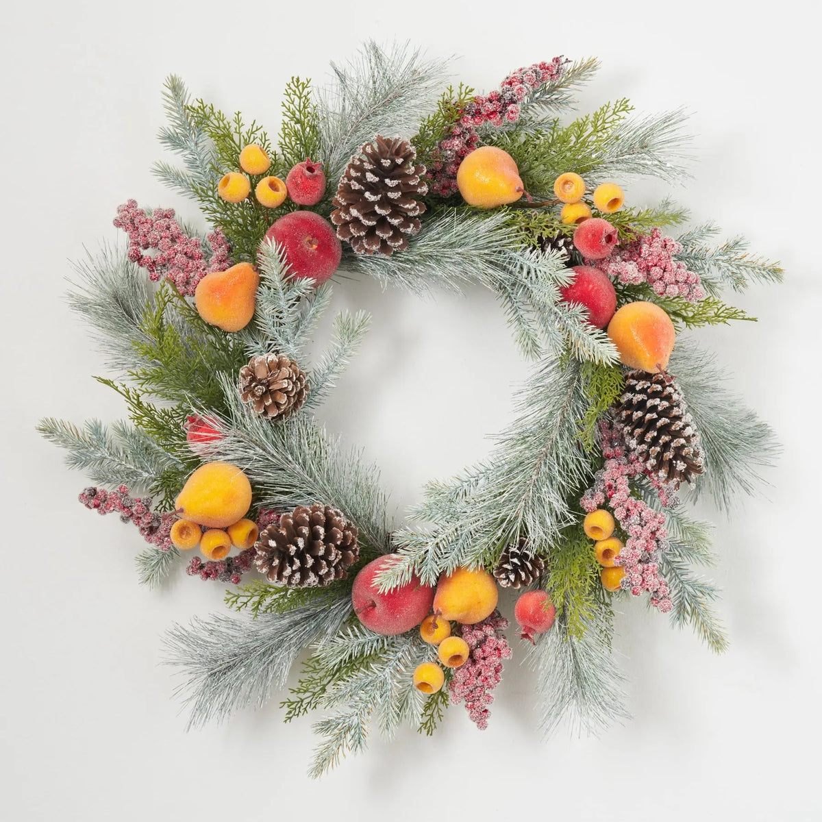 Yulemere Sugared Apple Pears Crated Christmas Wreath detail view 4