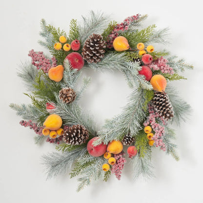Yulemere Sugared Apple Pears Crated Christmas Wreath detail view 4
