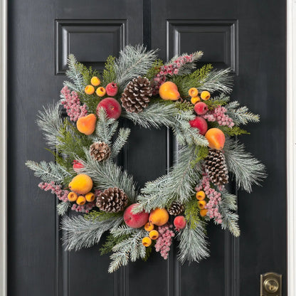 Yulemere Sugared Apple Pears Crated Christmas Wreath detail view 2