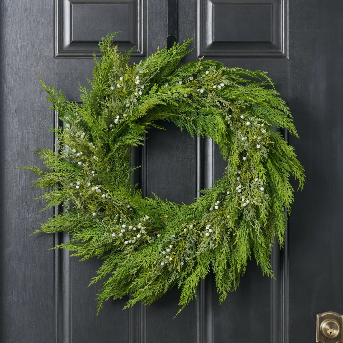 Yulemere Real Touch Lebanon Cedar and Juniper Berry Christmas Wreath detail view 4
